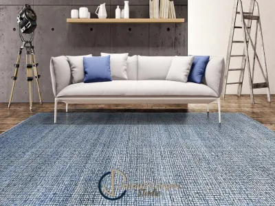 Cerulean Fusion – Handwoven Modern Blue Texture Rug
