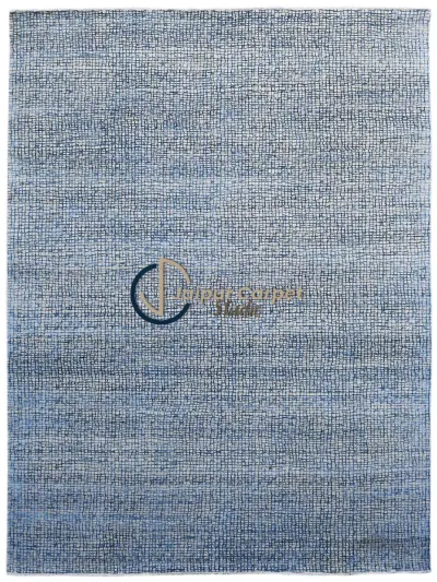 Cerulean Fusion – Handwoven Modern Blue Texture Rug
