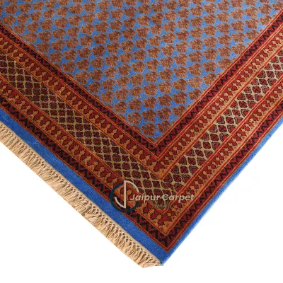 Cobalt Vine – Hand-Knotted Pure Wool Rug