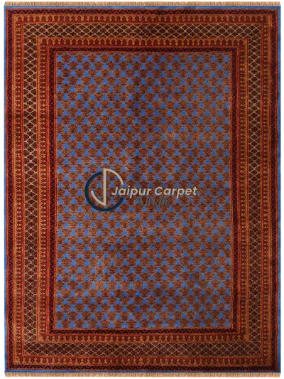 Cobalt Vine – Hand-Knotted Pure Wool Rug