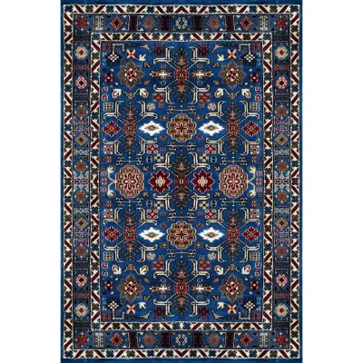 4x6 ft Hand-Knotted Rooz Blue Wool Carpet | Blue Traditional Persian Rug